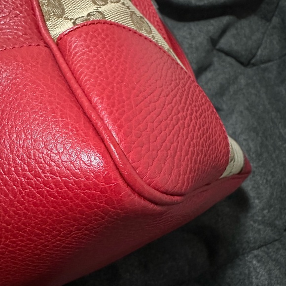 GG Red/Beige Leather Canvass Bree Tote Bag - Picture 7 of 12